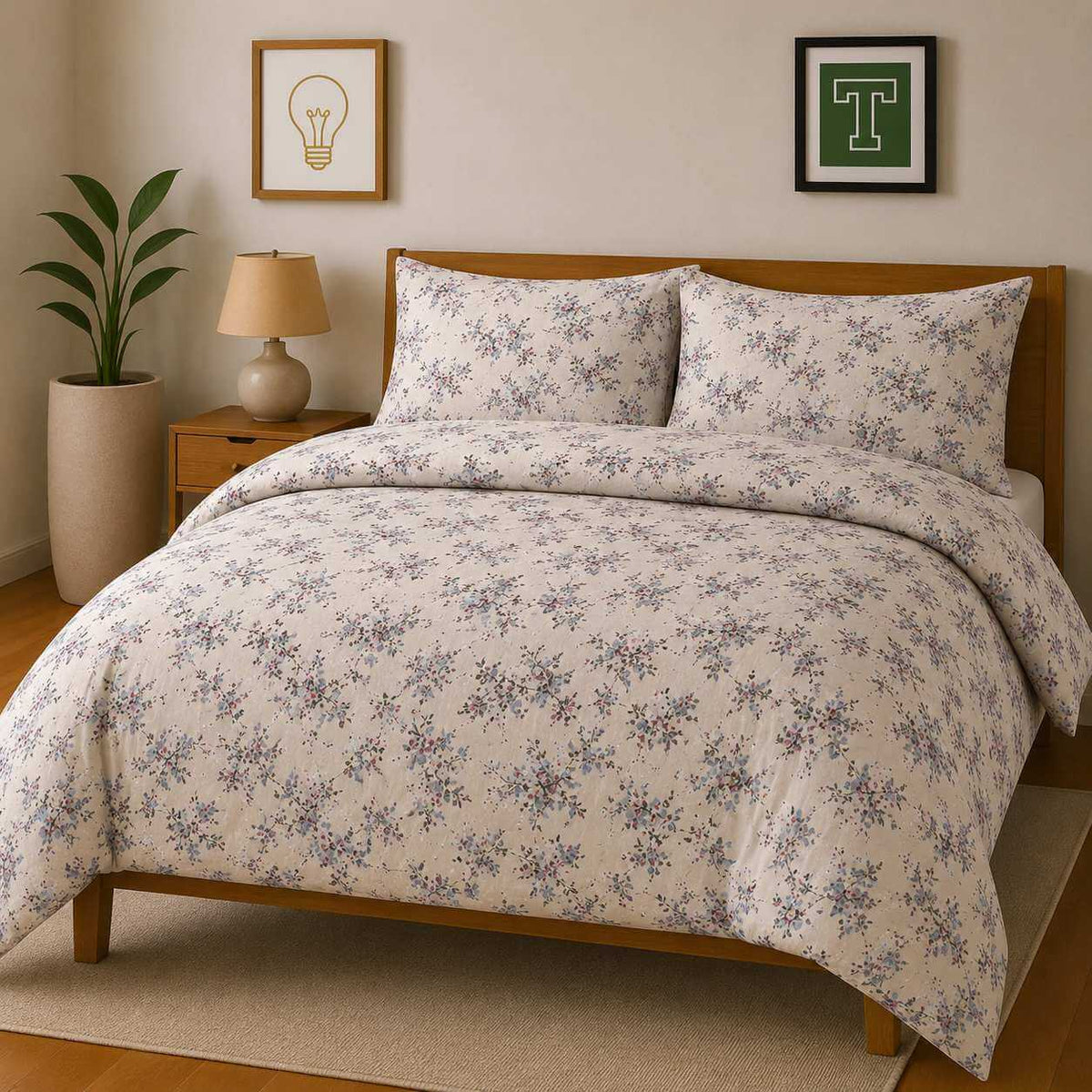 Bedding Set 3-Piece Cotton for Everyday Comfort.Hania Textile