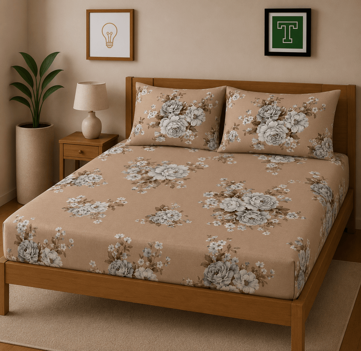 3pc Fitted Cotton Bedsheet Set WF-631 - Hania Textile