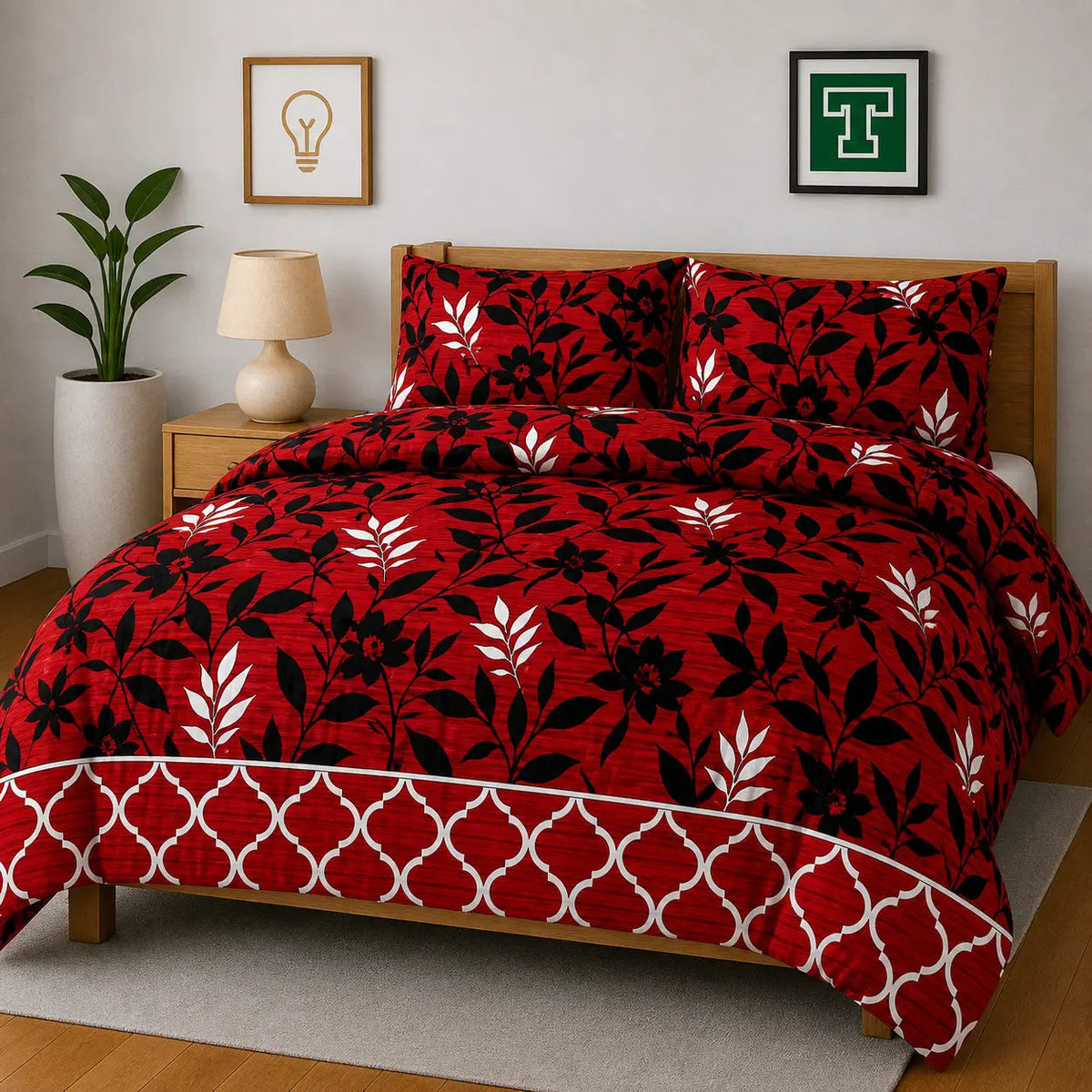 Pure Cotton 3pc Bedsheet Set WF-396 - Hania TextileHania Textile