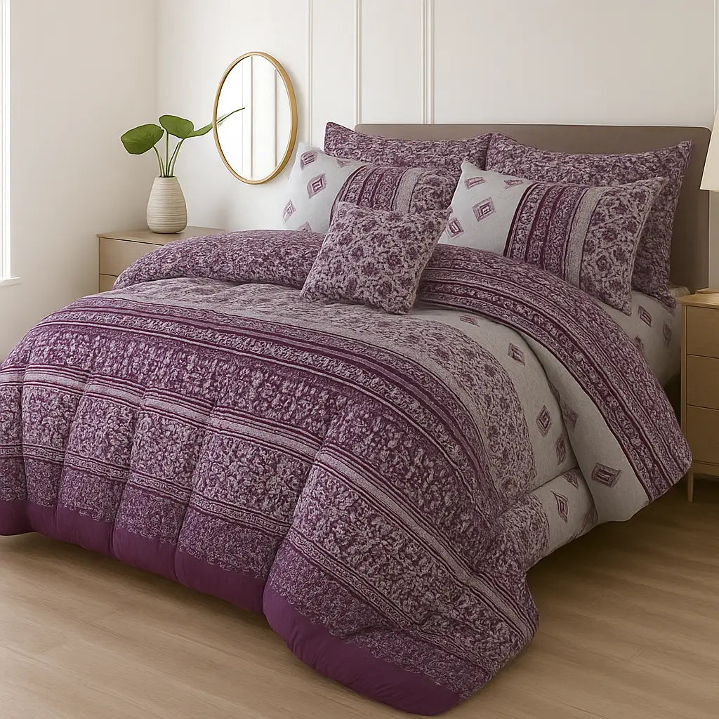 Winter Quilt/Razai Set WR-2550 (Heavy polyester Filling) - Hania Hania Textile