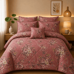7-Piece Printed Cotton Comforter Set, King Size - Hania Textile