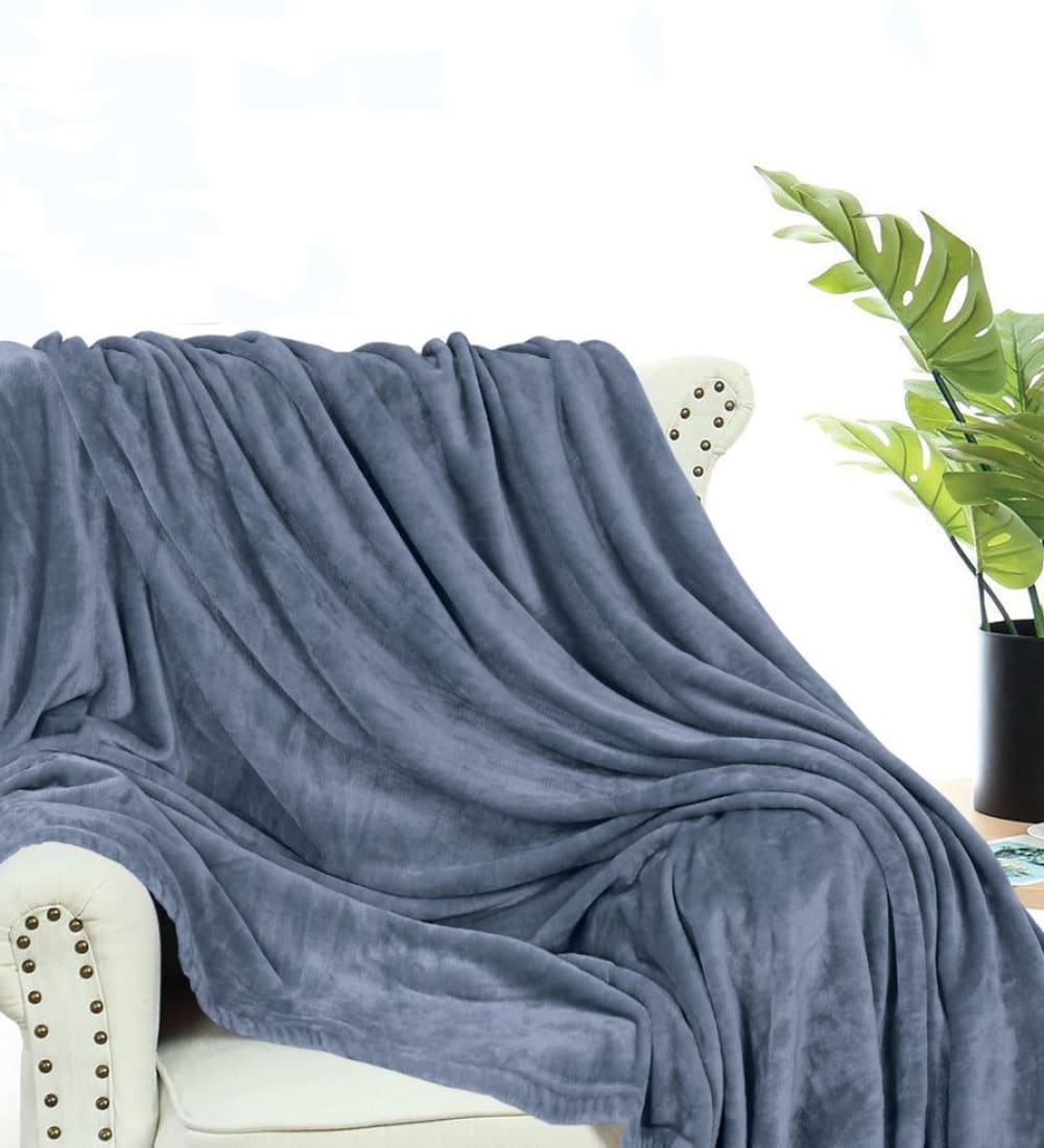 Grey Microfiber Plush Blanket Quilts & Comforters