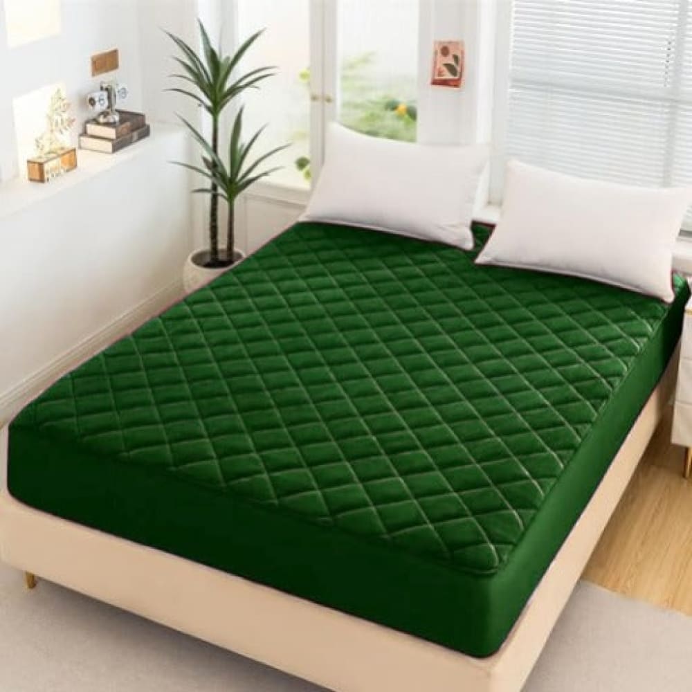 Qulited Water Proof Mattress Protector (Green) Bed Sheets