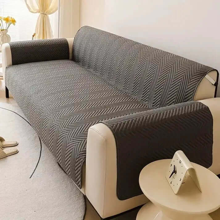Sofa Cover:Zig Zag ultrasonic Quilted Design ( Mouse Grey )Hania Textile