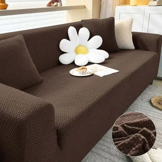Sofa Cover:Jecquard Mesh Quilted Design( Chocolate brown )Hania Textile
