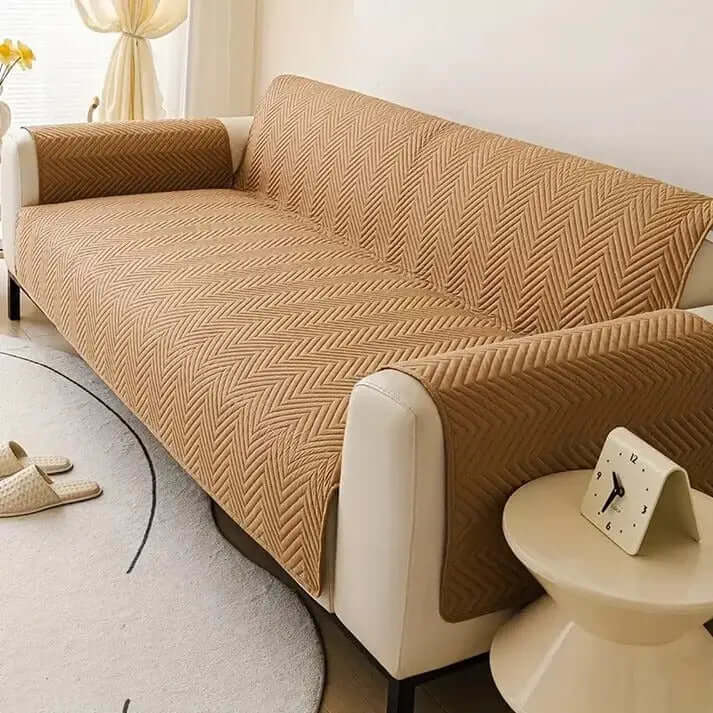 Sofa Cover:Zig Zag ultrasonic Quilted Design( Copper Brown )Hania Textile