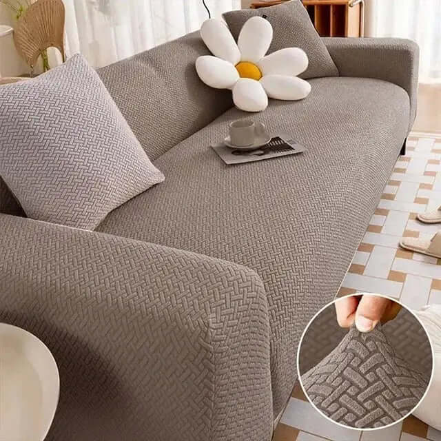 Sofa Cover:Jecquard Mesh Quilted Design ( Mouse Grey )Hania Textile