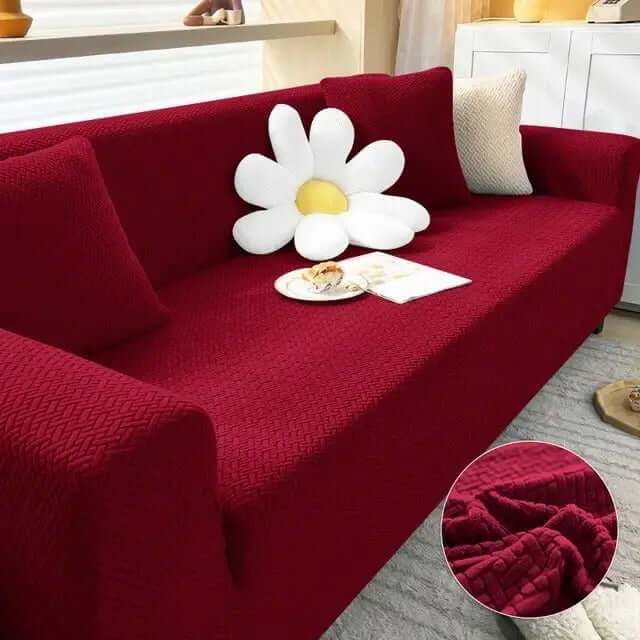 Sofa Cover:Jecquard Mesh Quilted Design ( Mehroon )Hania Textile