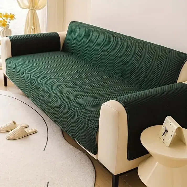 Sofa Cover:Zig Zag ultrasonic Quilted Design﹙Green﹚Hania Textile